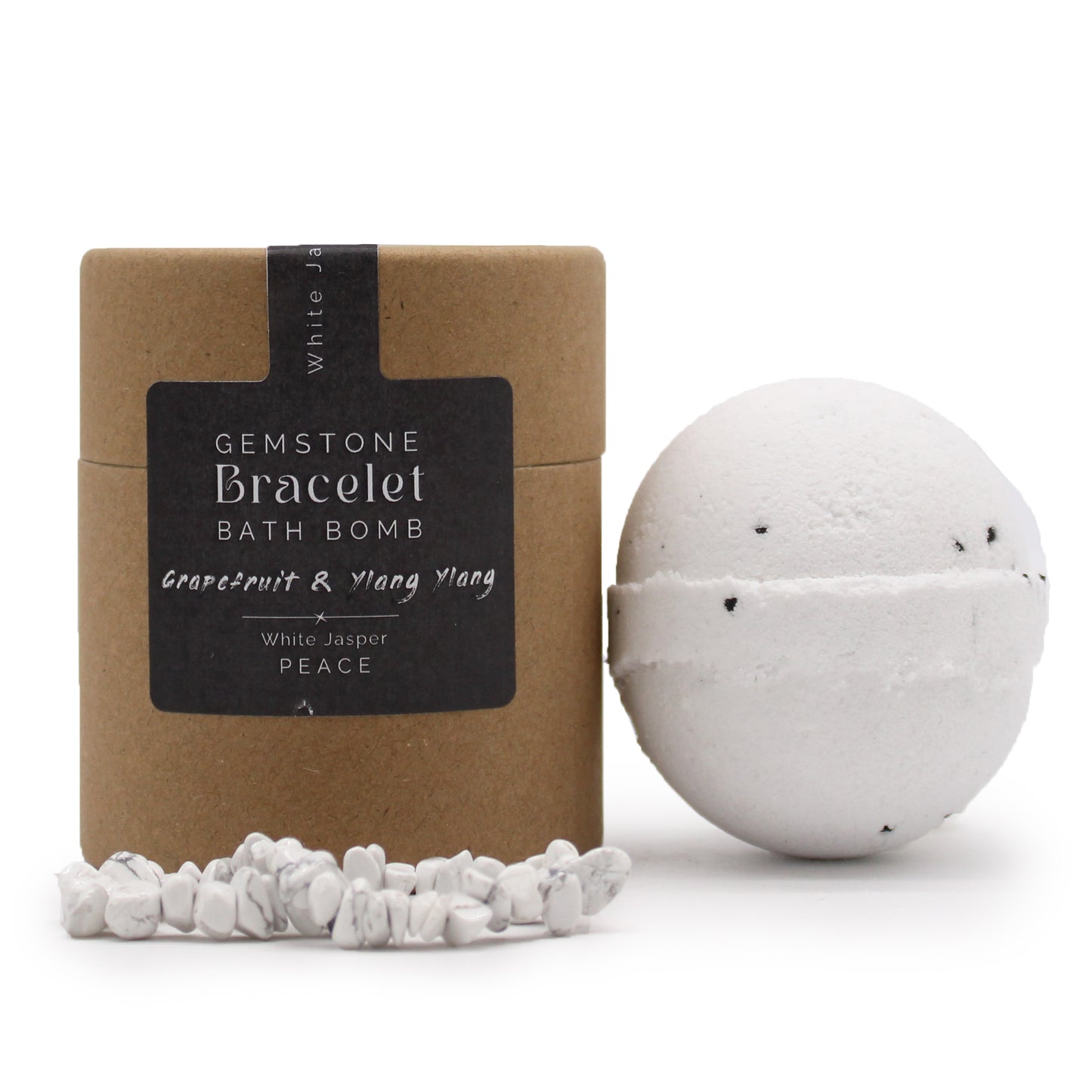 White Jasper Gemstone Bracelets Bath Bomb - Grapefruit & Ylang Ylang with Sea Salt