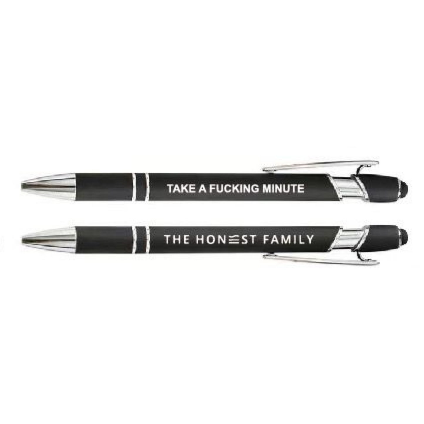 FULL MONTY PEN BUNDLE - Motivational Luxury Pen with Stylus - ALL 14 NEW PENS - Sweary - Non Sweary - Plastic- Metal - Quality - Black Ink - Luxury Stationery - The Honest Family