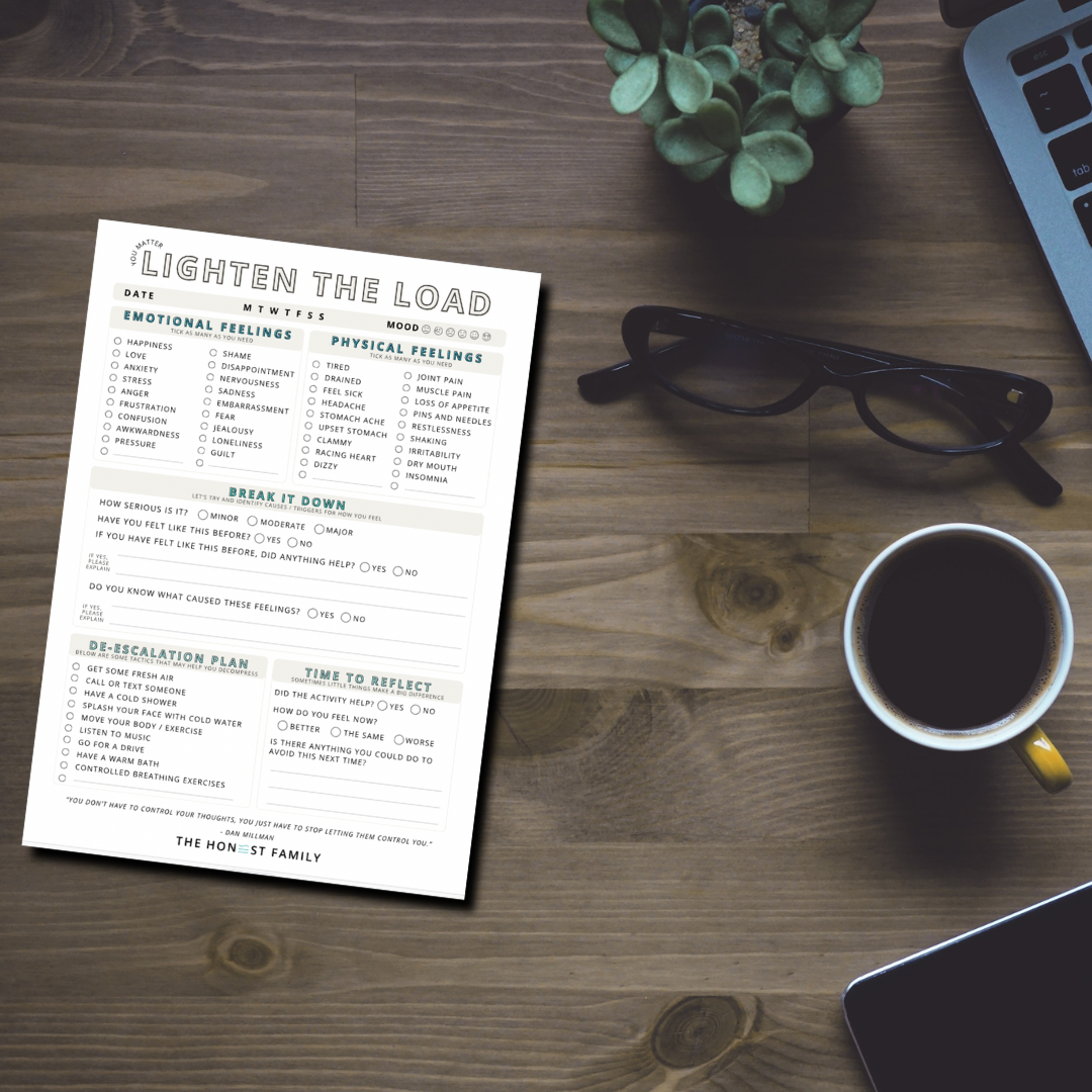 Lighten The Load - Emotional Support Men's Mental Health 50 Pages - A5 - The Honest Family