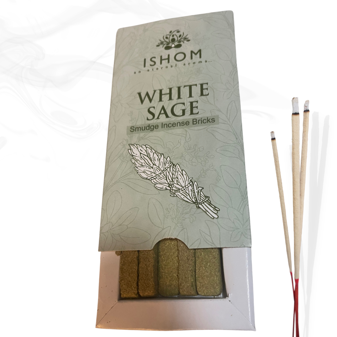 Pack of 15 Natural Incense Smudge Bricks and Burner - White Sage