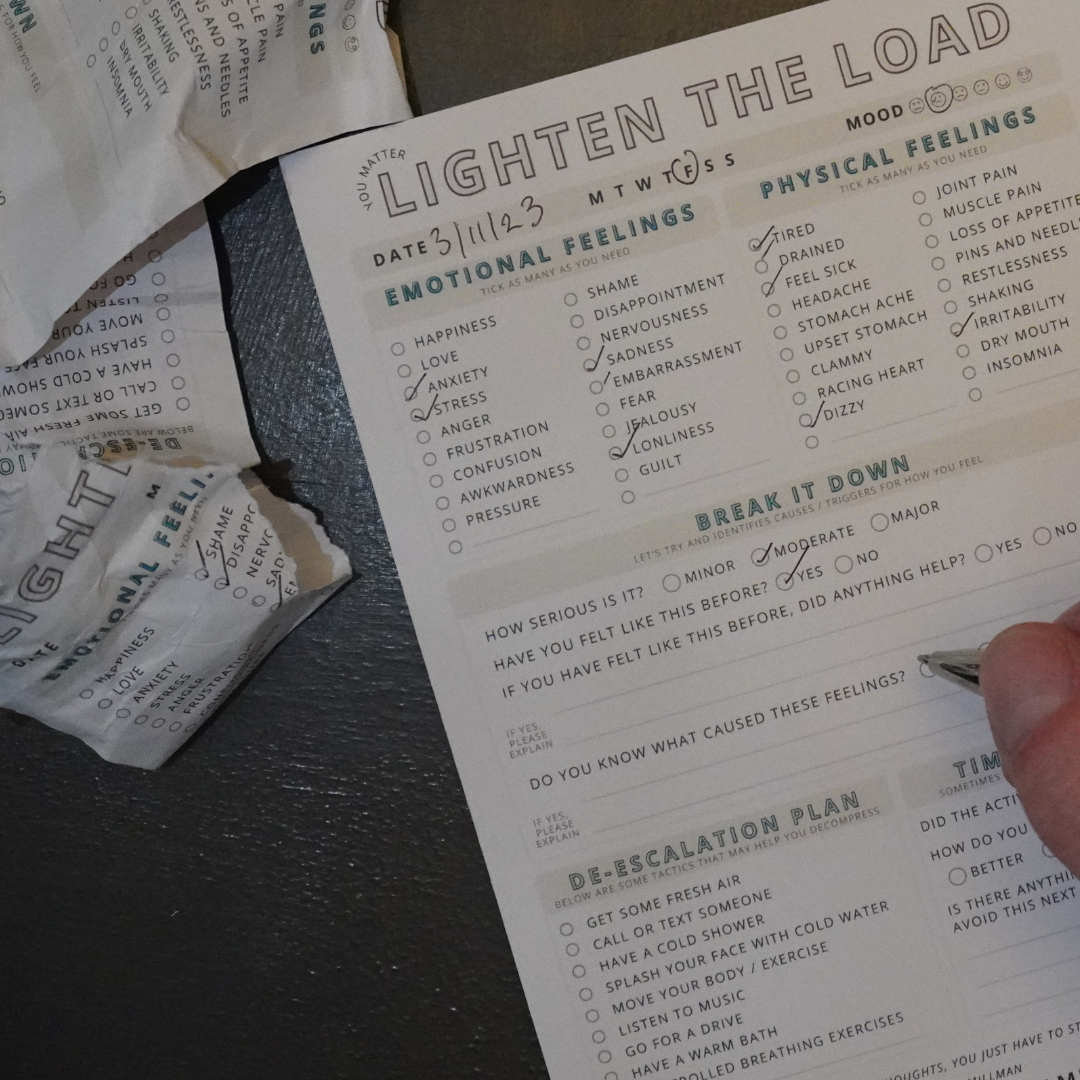 Lighten The Load - Emotional Support Men's Mental Health 50 Pages - A5 - The Honest Family