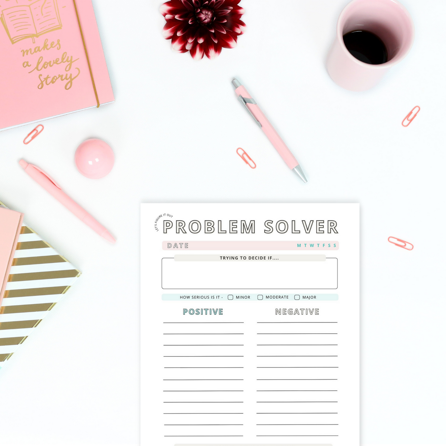 Problem Solver Notepad - A5 - 50 pages - Decision Maker - Mental Health - Anxiety - ADHD - The Honest Family