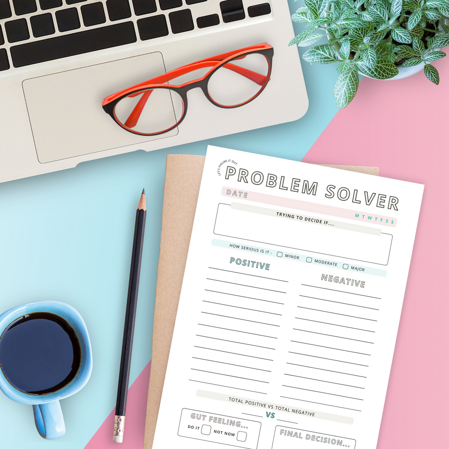 Problem Solver Notepad - A5 - 50 pages - Decision Maker - Mental Health - Anxiety - ADHD - The Honest Family