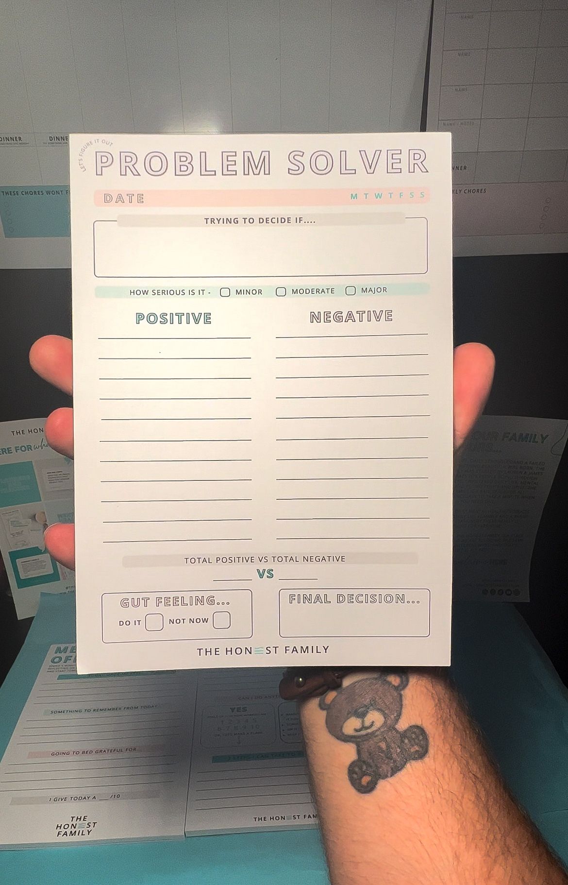 Problem Solver Notepad - A5 - 50 pages - Decision Maker - Mental Health - Anxiety - ADHD - The Honest Family