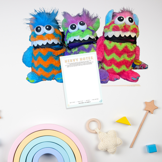 Nervy Notes Worry Monster Set - Large Worry Monster - A6 Nervy Notes - UV Light Pen -Boys - Girls - Children's Mental Health - Educational Toy - Gift - The Honest Family