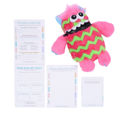 Worry Buster Children's / Kids / Inclusive Mental Health Bundle - Large Worry Monster - 4 Notepads - UV Light Pen - Anxiety Stress relief tool - The Honest Family