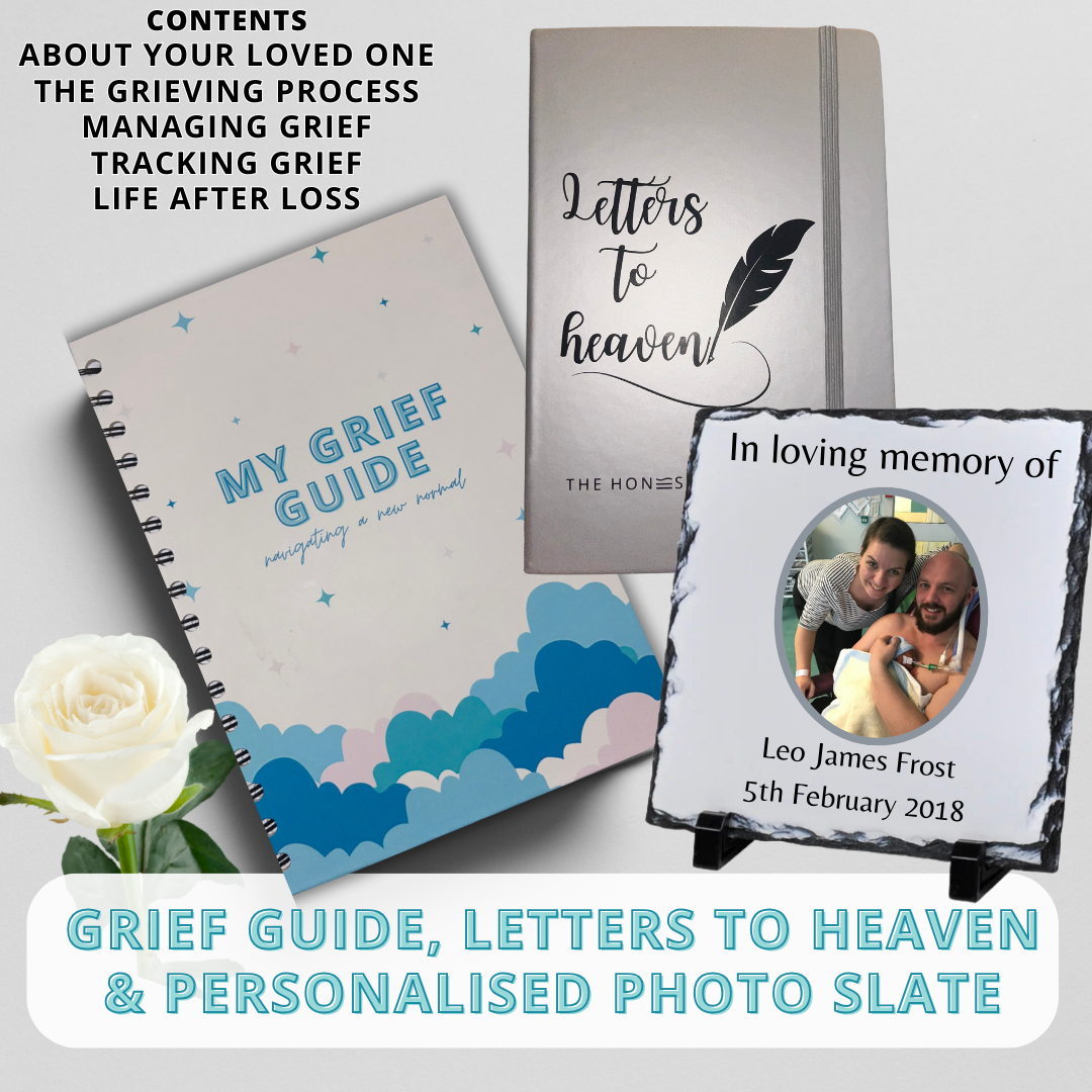 Grief Guide Bundle 2 - Grief Guide, Silver Letters to Heaven, Personalised Slate