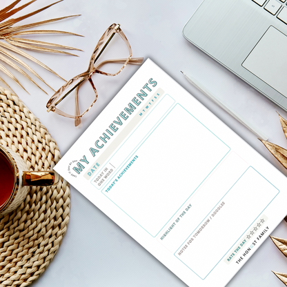Achievement tracker - Perfect for those who don't like to do lists! - 50 Pages - A5 -  The Honest Family