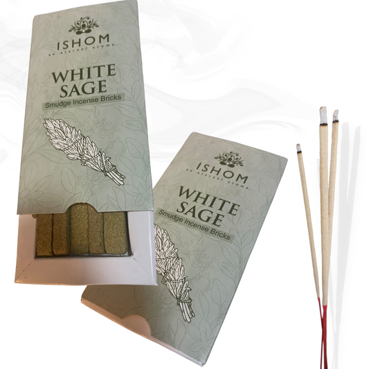 Pack of 15 Natural Incense Smudge Bricks and Burner - White Sage