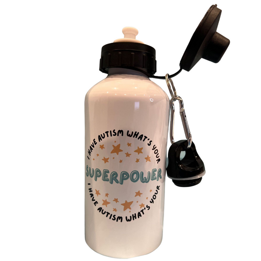 Autism Superpower - Aluminium Drinks Bottle - Sports Cap - Screw Top - 400ml The Honest Family