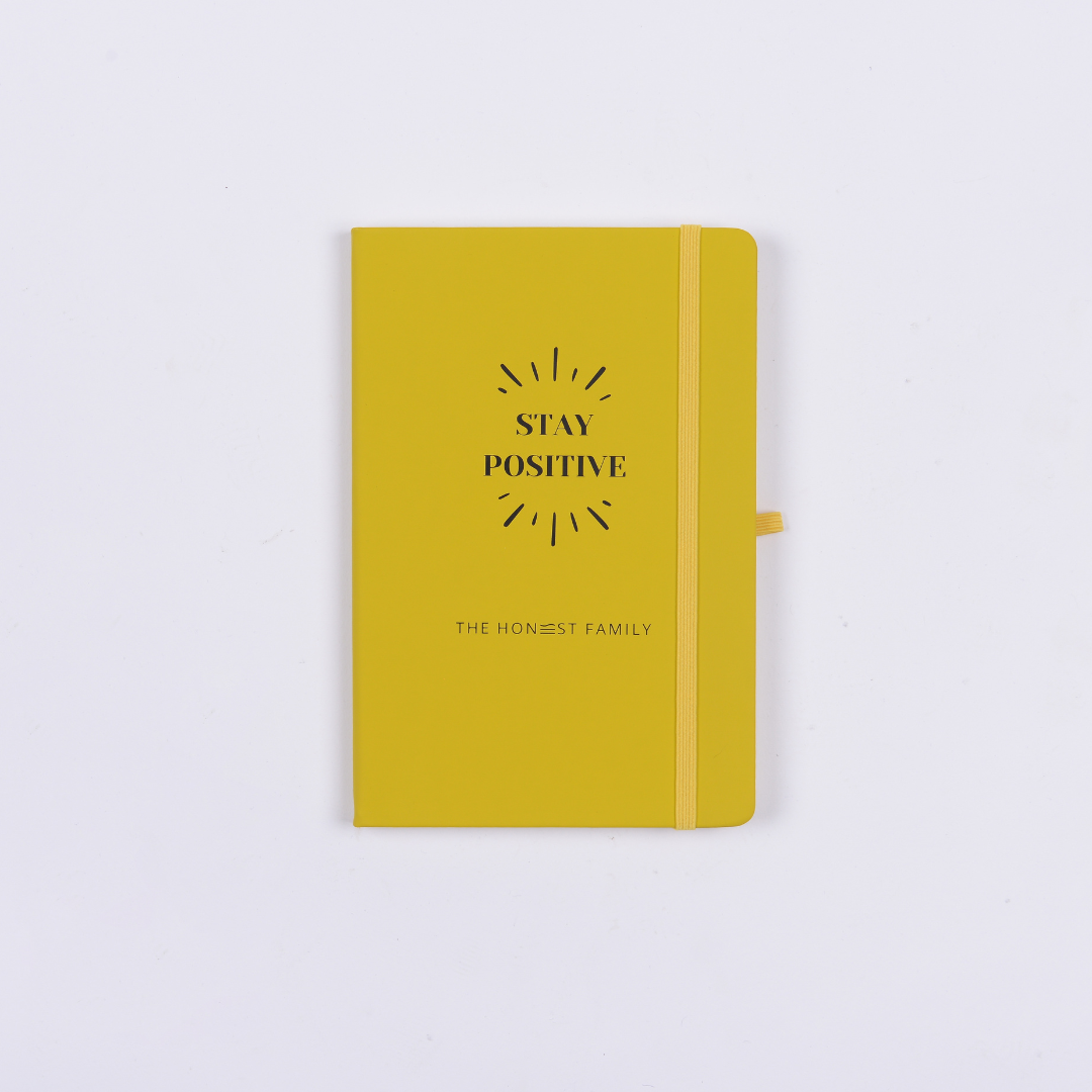 Stay Positive - A5 Lined Notebook - Yellow - 96 pages - Positivity Notebook - The Honest Family