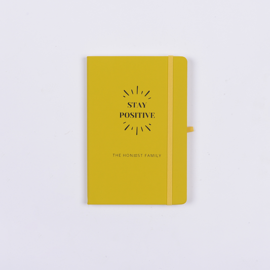 Stay Positive - A5 Lined Notebook - Yellow - 96 pages - Positivity Notebook - The Honest Family