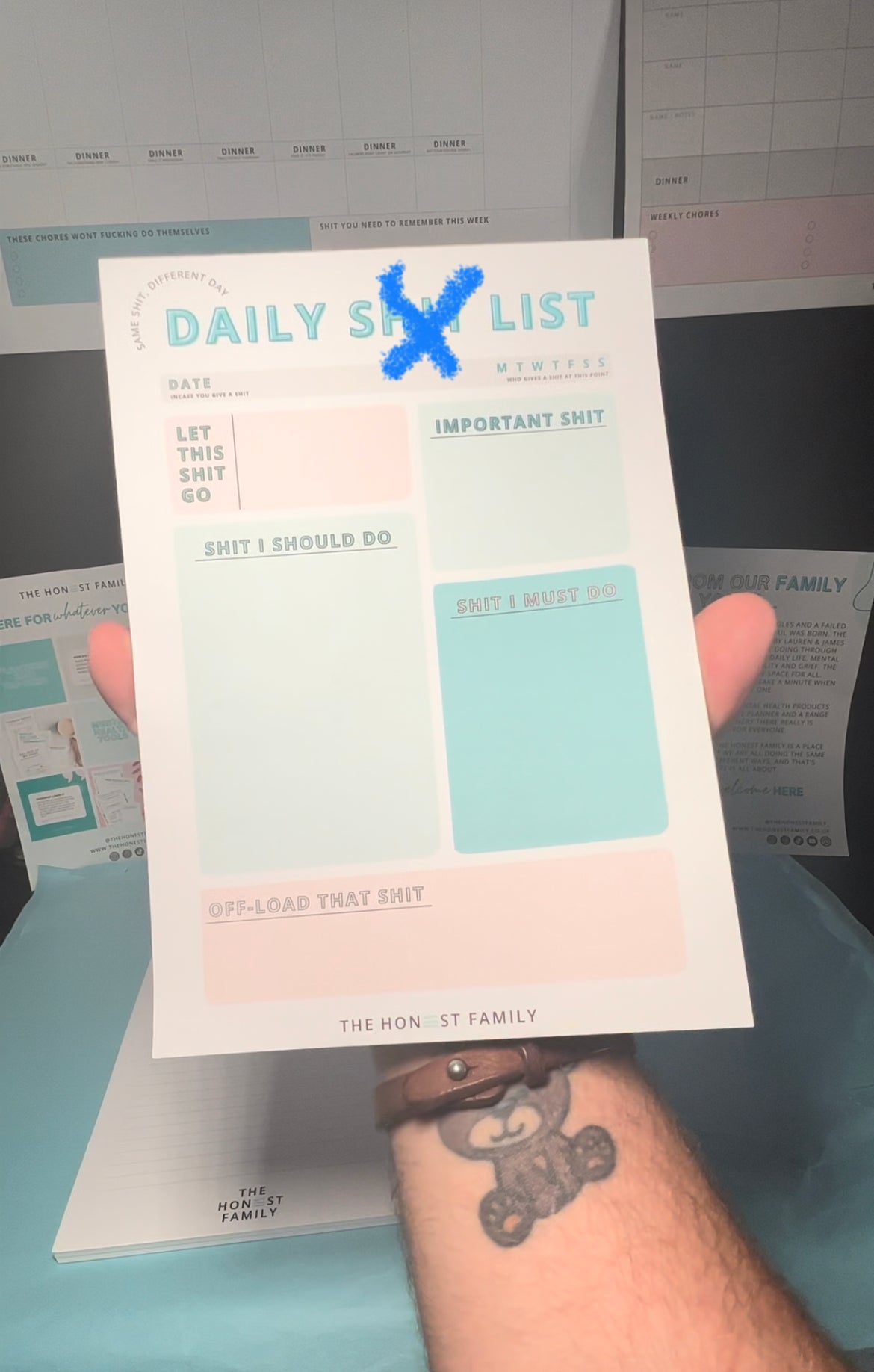 The Daily S**T List - Sweary Daily Planner Notepad - Organisational Planner - A5 - 50 Pages - Colourful - Pretty - Naughty Notepad - Gift - Secret Santa - The Honest Family