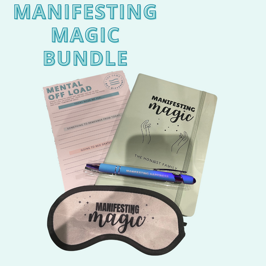 Manifesting Magic Bundle - A5 Manifesting Magic Notebook - Pen with Stylus - Eye mask- A5 Mental Offload Notepad - The Honest Family