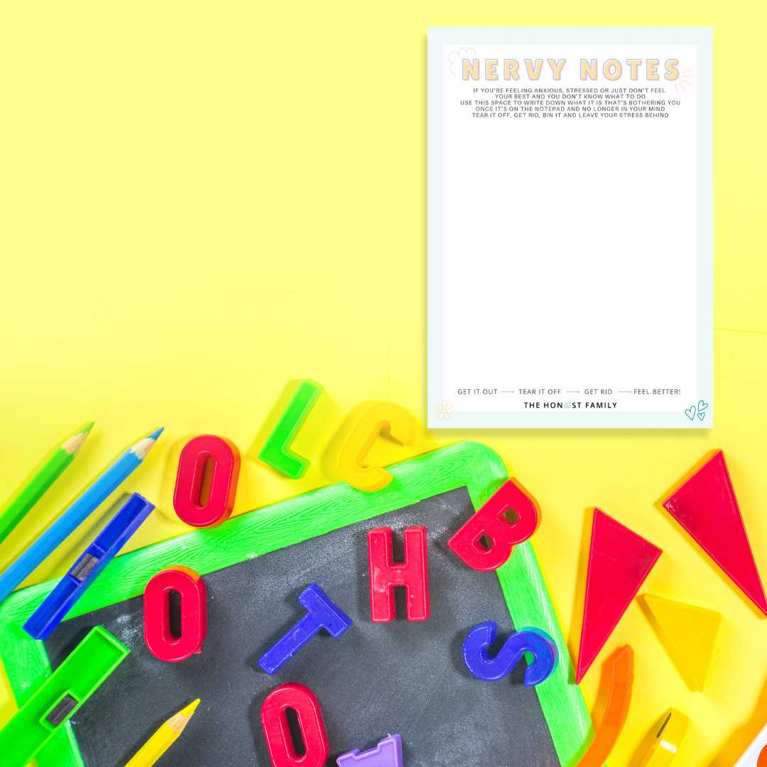 Nervy Notes Notepad - Children's Mental Health - Kids - A6 50 Pages - The Honest Family