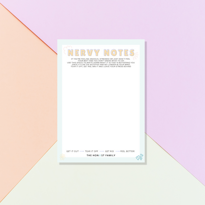 Nervy Notes Notepad - Children's Mental Health - Kids - A6 50 Pages - The Honest Family