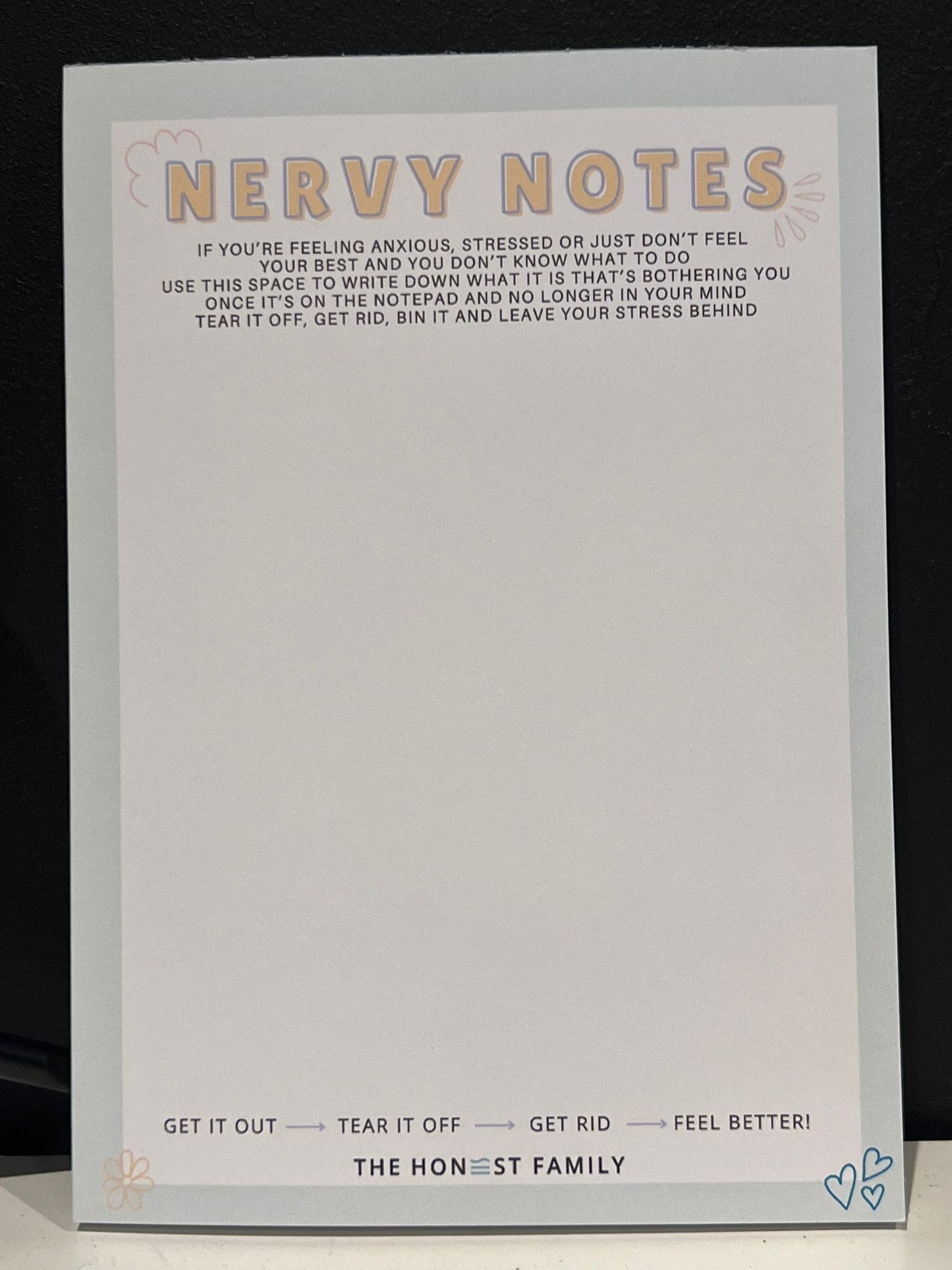 Nervy Notes Notepad - Children's Mental Health - Kids - A6 50 Pages - The Honest Family