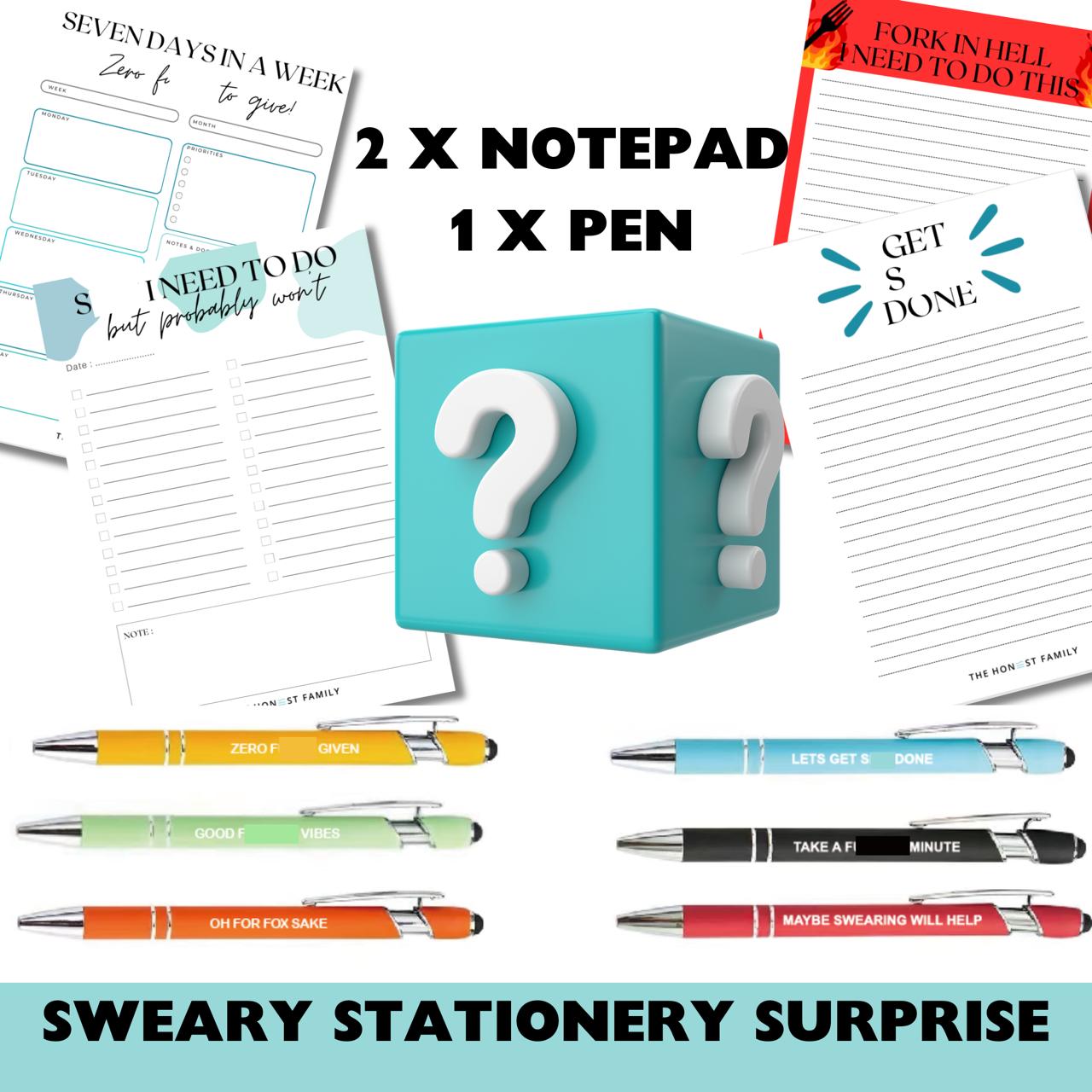 Sweary Stationery Surprise – Luxury Pen & Notepads Bundle