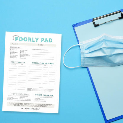 Poorly Pad notepad for parents and care givers